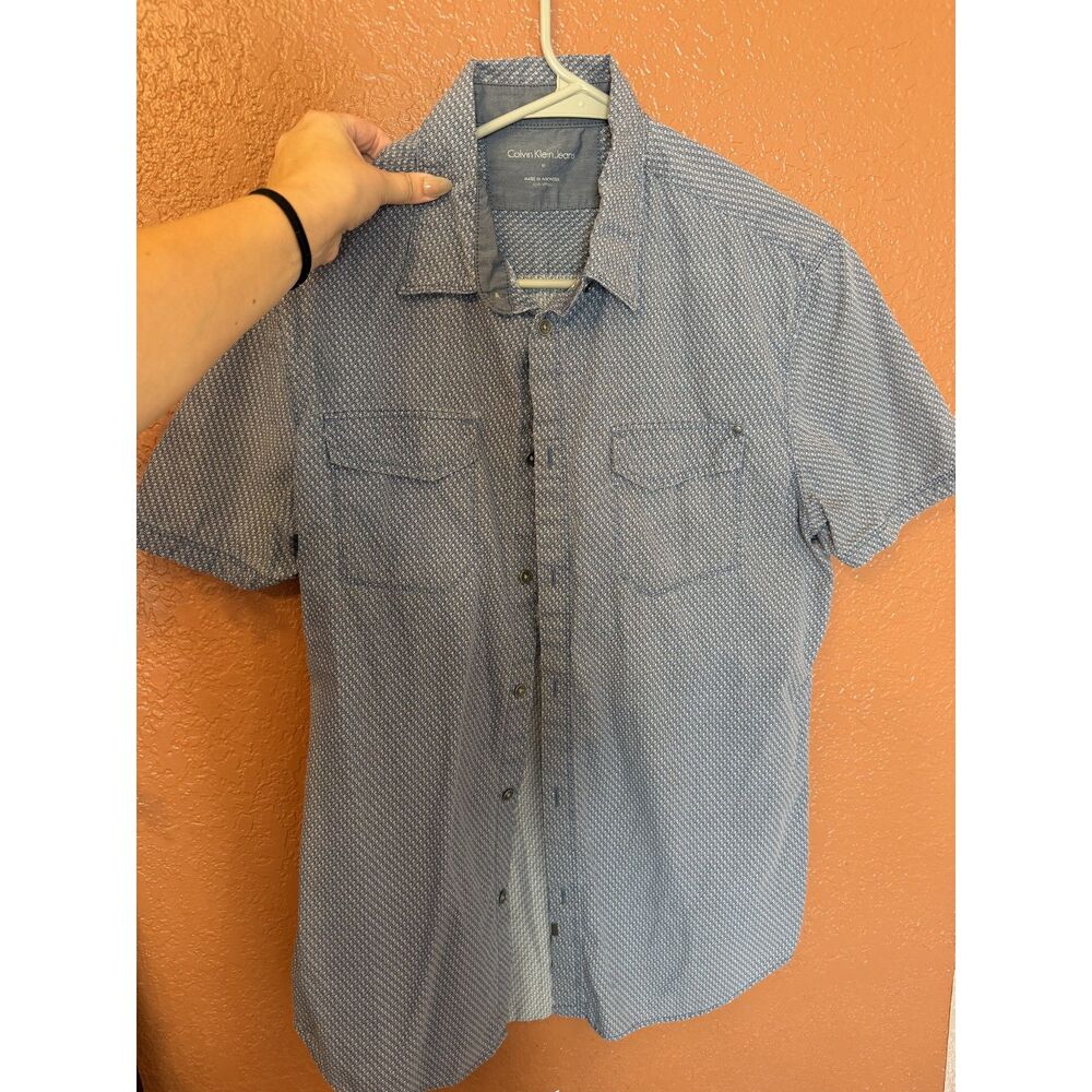 Calvin Klein Jeans Men's Short-Sleeve Micro-Print Button-Up Shirt